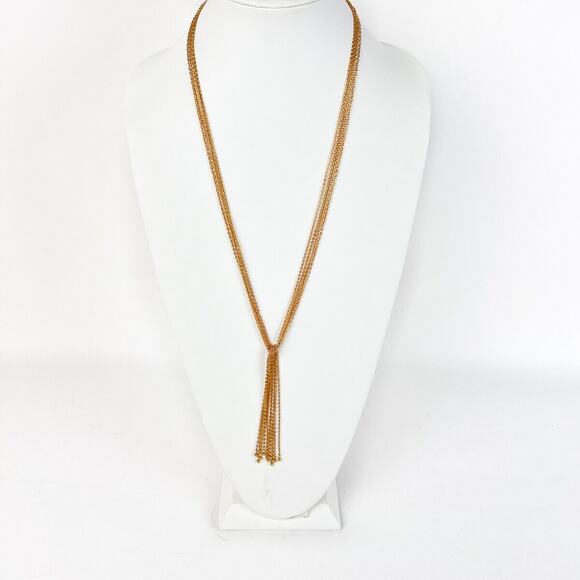 Sarah Coventry Necklace Lariat Multi Strand Open Wrap Gold Tone 37" Vintage - Picture 5 of 10